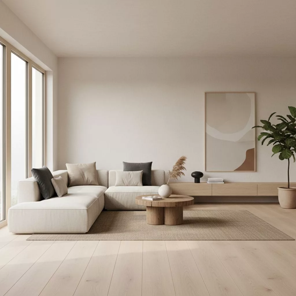 Un salon lumineux et serein d