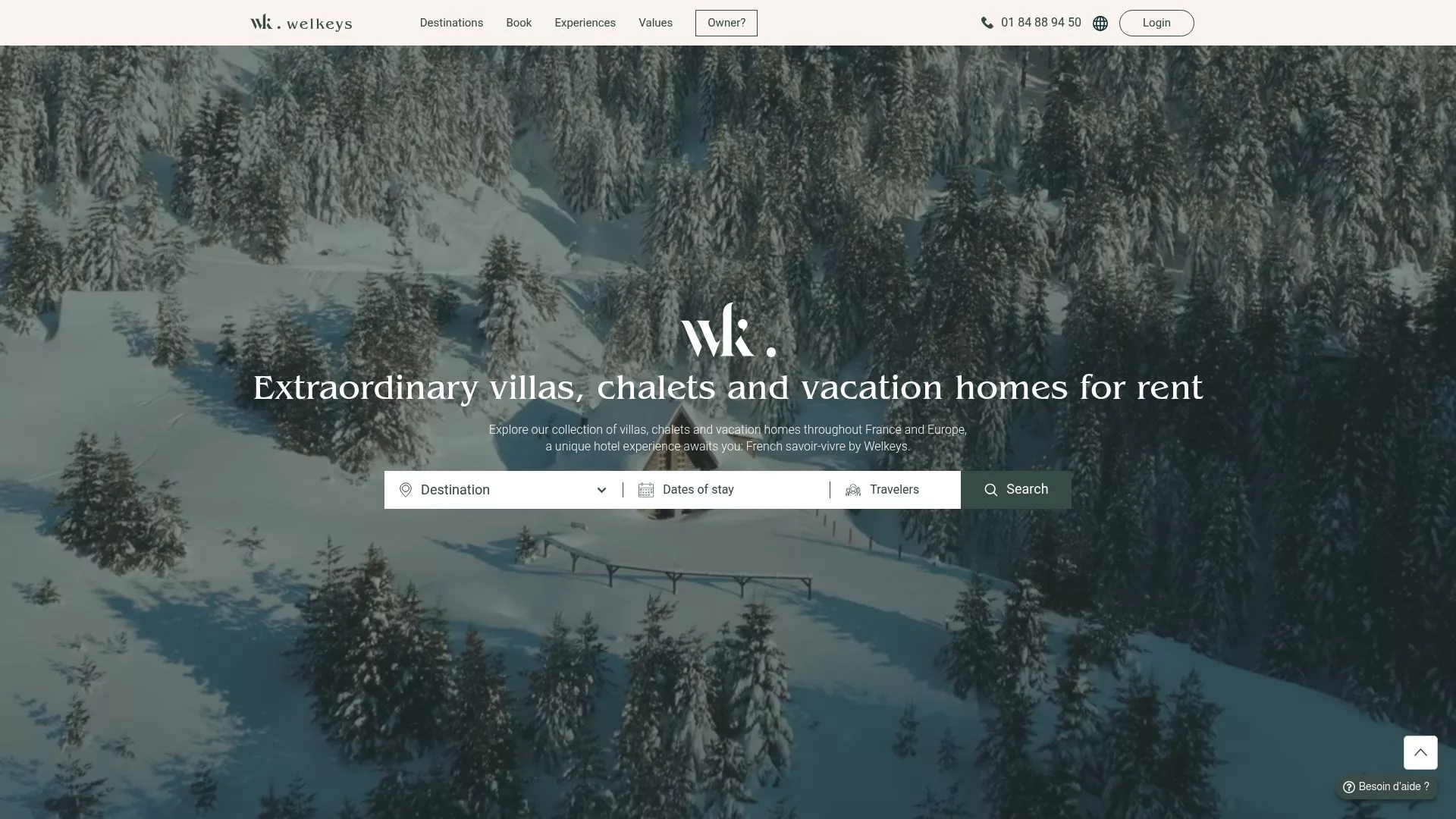 Screenshot of Welkeys homepage showing their premium property management services