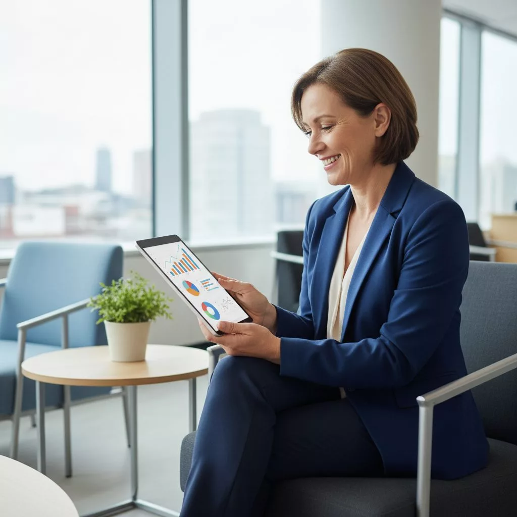 Le sourire de ce propriétaire en dit long : il consulte les performances de sa location sur sa tablette, l