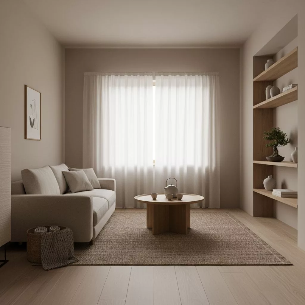 Imaginez : un salon épuré et chic de style Japandi. Des tons neutres, des matières naturelles, une lumière qui enveloppe la pièce... L