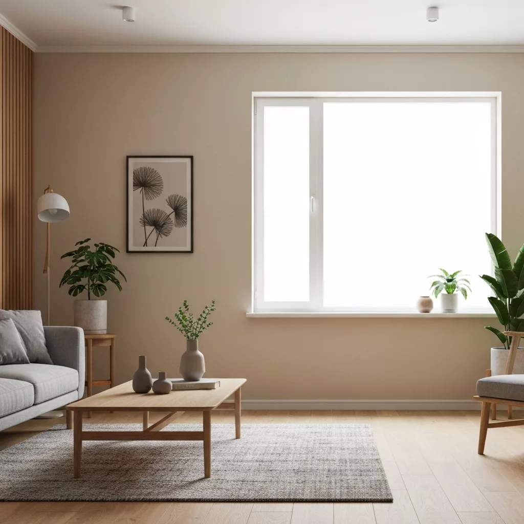 Modern living room with japandi style decoration bright and airy