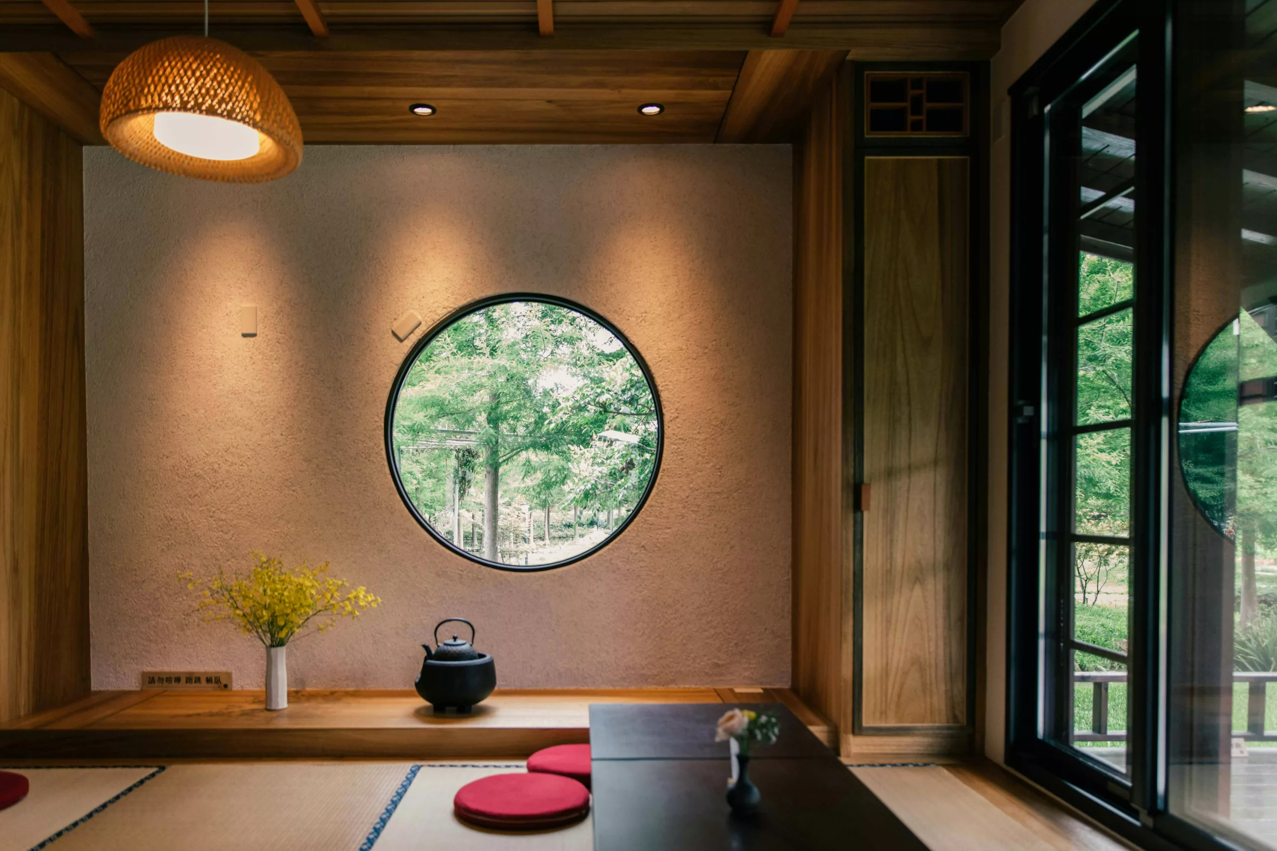 Minimalist interior design living room with japandi style focused on decluttered space