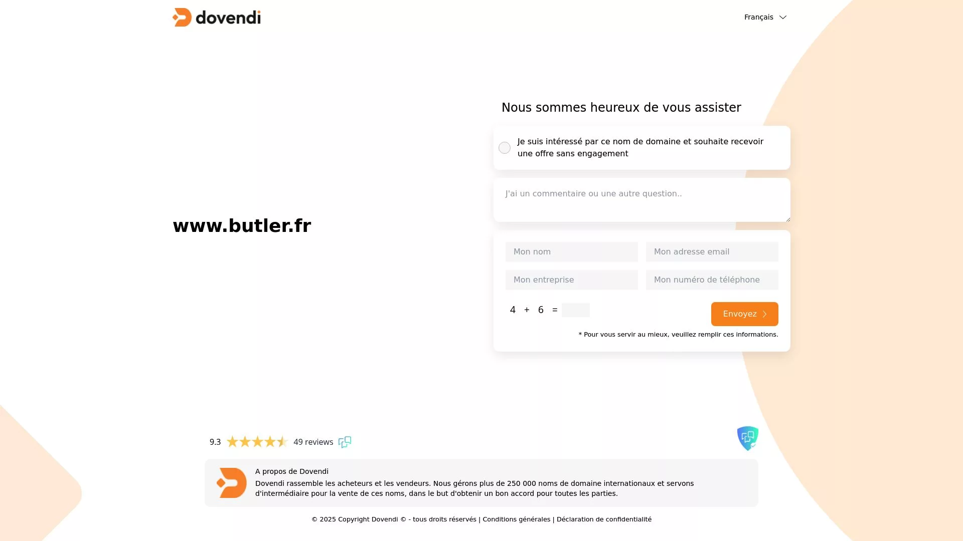 Screenshot of Butler homepage emphasizing their concierge services in Paris.