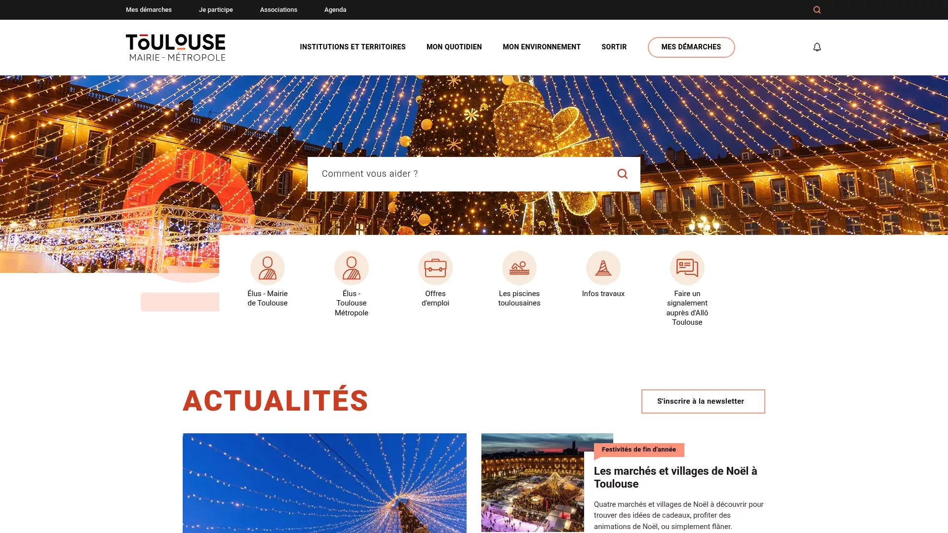 Screenshot of the official Toulouse Mairie website section dedicated to tourist tax and short term rental regulations