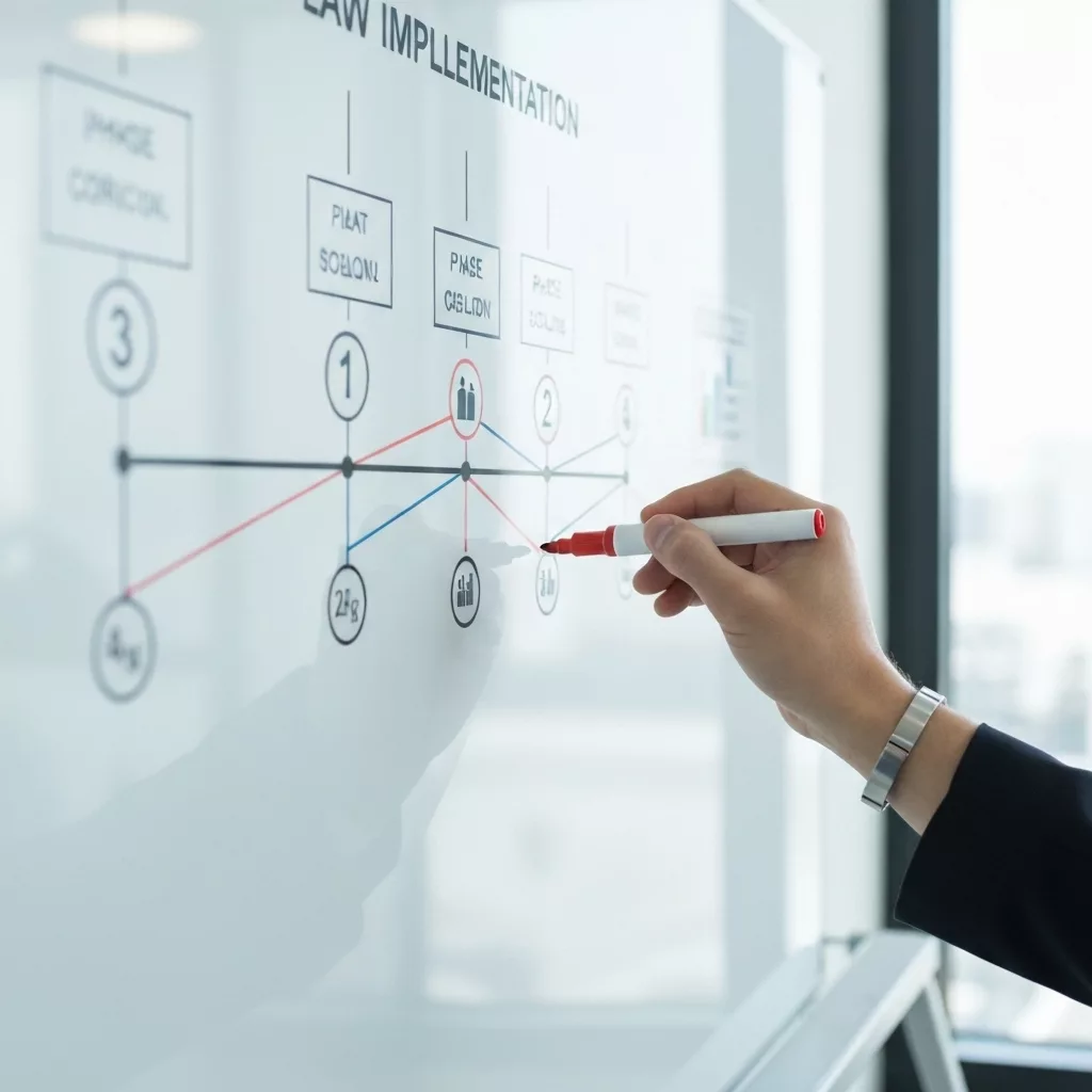 Infographic style chart representing the timeline of Law Le Meur implementation and quota days reduction