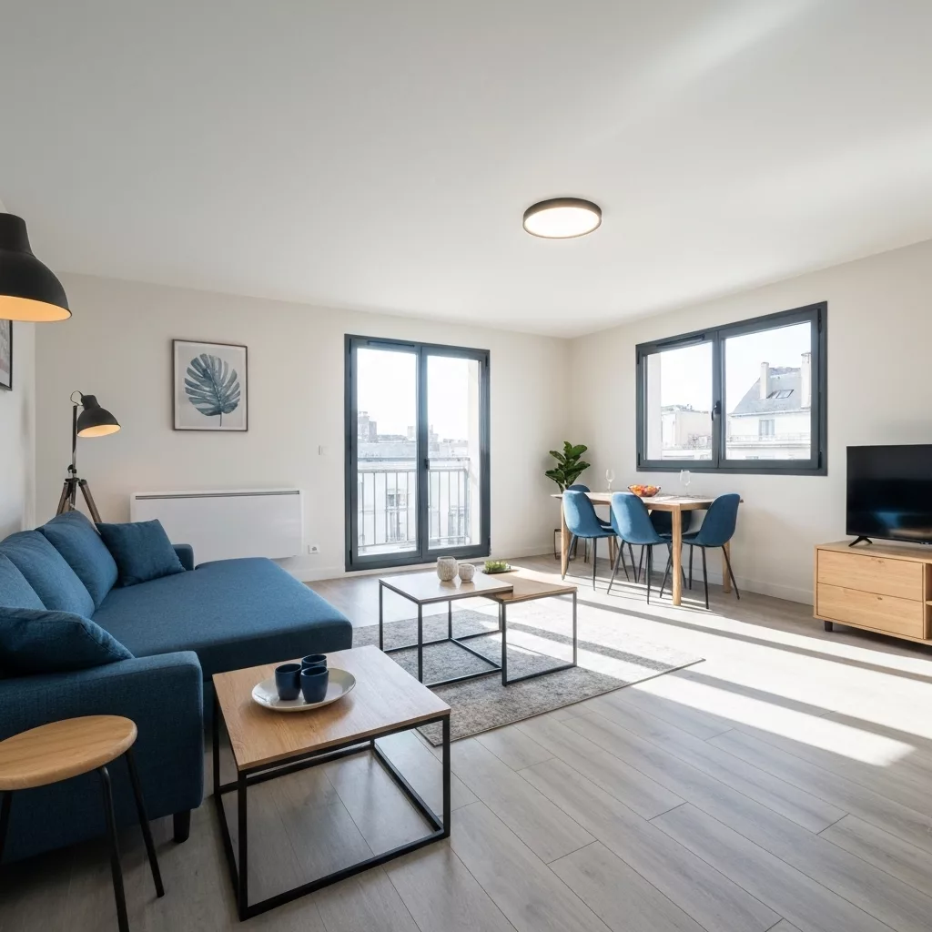 Professional interior of a modern lyon apartment geared towards short term rental