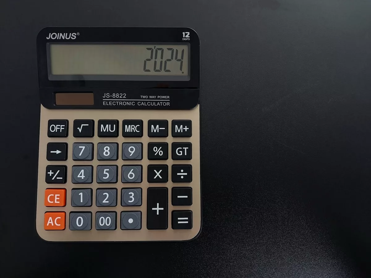 a calculator sitting on top of a table